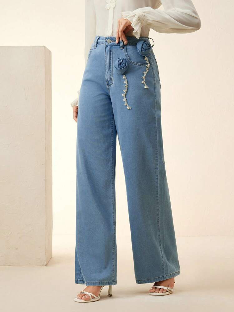 Jeans en denim robuste à jambes droites mode pour femmes