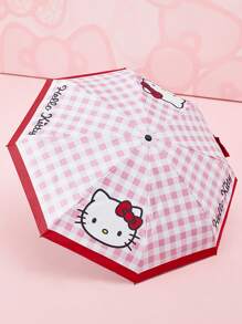 HELLO KITTY AND FRIENDS | SHEIN 1 把可爱卡通图案手动五折晴雨伞，黑胶防晒涂层，50+ UV 防晒效果，适合上学、工作、外出和日常使用，专为大学生、高中生和女性设计，Kitty - 紅色 - 查看 2