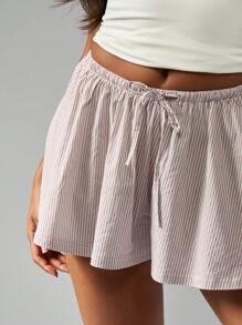 MISSGUIDED Celana Pendek Musim Panas Bergaris dengan Tali Serut, Pakaian Santai, Kaki Lebar, Pinggang Elastis, Cocok untuk Pantai, Resor, Liburan, dan Gaya Longgar. - MultiWarna - View 7