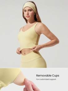 GLOWMODE FeatherFit™ U Back Cropped Active Tank Top Low Impact Yoga Daily Fall Winter