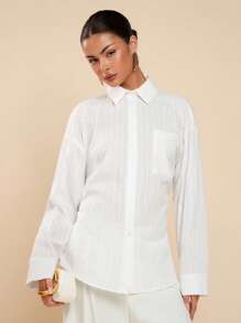 COSMINA Women Casual Office Commute Front Long Back Short Solid Color Blouse