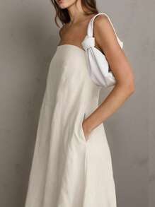 INAWLY Vestido largo suelto y casual de unicolor para mujer