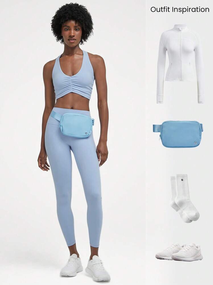 GLOWMODE FeatherFit™ Ruched Racerback Sports Bra  Spring Summer - Baby Blue - View 6