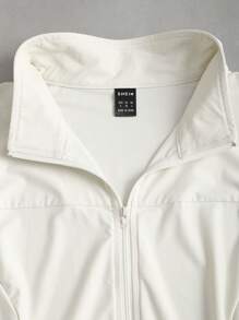 Sweetra Áo khoác tập luyện giảm béo, áo khoác nữ dáng ôm vừa vặn, eo chun nhún - Màu be - Xem 6