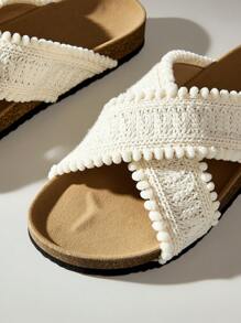 Solecia Giày sandal đế xuồng gỗ màu nâu thoải mái cho nữ - Màu be - Xem 5