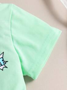 SHEIN Young GirlPrinted A-Line Dress, Fashion Spring/Summer - Green - View 3