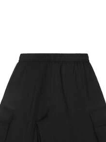 Claim Dot 男士阔腿宽松休闲裤，时尚百搭黑色宽松裤，原宿风裤装，秋季 - 黑色 - 查看 5