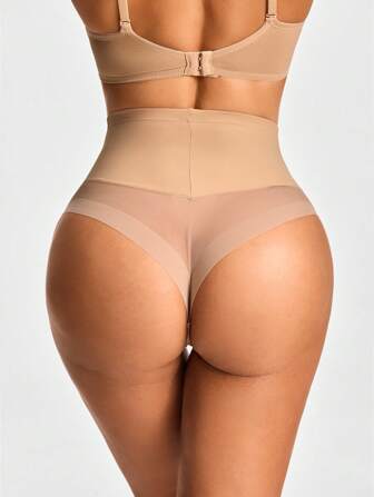 SHEIN Shape Women Solid Color Mesh Splice High Waist Shapewear