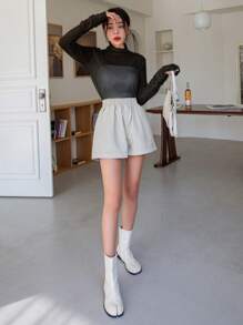 DAZY Cowl Neck Mesh Top Without Tube Top Going Out Tops Sheer,Back To School Clothes Long Sleeve Women Tops,Fall Women Clothes - Black - View 4