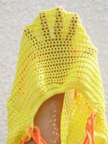 Slaydiva 两件套：橙色镶边无袖短款上衣 + 橙黄条纹迷你裙，时尚街头服饰，2025 年春夏 - 黃色 - 查看 8