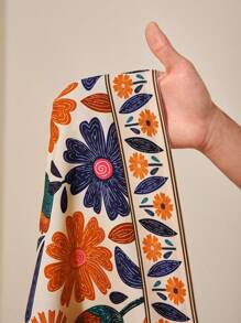 Zivah 2025 Bộ đồ liền thân mùa hè mới thanh lịch hàng ngày hẹn hò tiệc bãi biển quần ống rộng cạp chun phía trước thiết kế xoắn rỗng chân rộng siêu dài in hoa nhiều màu sắc màu mơ cho nữ - Nhiều màu - Xem 9