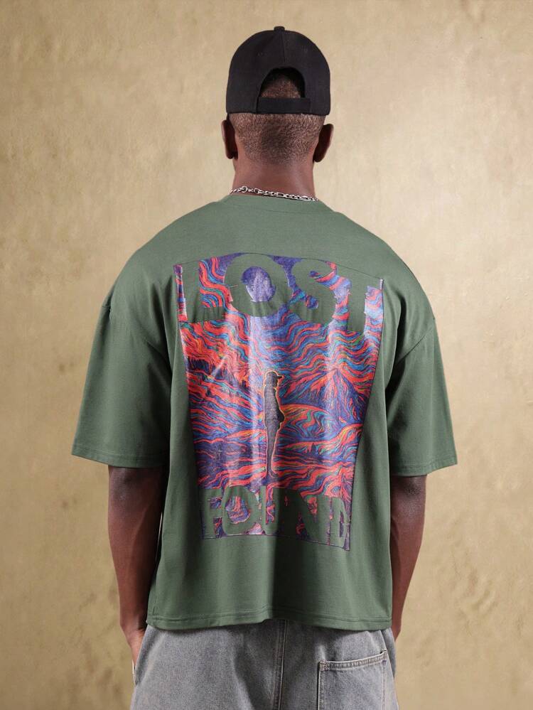 Übergroßes T-Shirt aus Baumwolle mit Landschaftsdruck und Bergmotiv