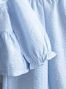 SHEIN Playful Pals Baby Girl Striped Ruffled Collar Long Sleeve Top & Pants Set Fall Winter