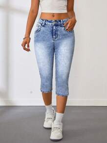 SHEIN Tall Women's Super Low-Rise Skinny Stretch Capri Jeans, Blue  Jean Capris For Women Women Jeans High Waist Capri Jeans Women Denim Women Capri Jeans For Women