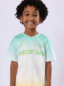 SUMWON Department Race Win 儿童夏季两件套渐变色短袖 V 领 T 恤短裤休闲家居服 - 彩色 - 查看 5