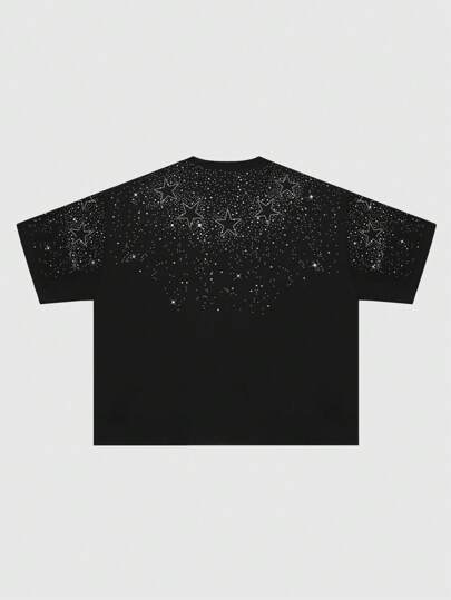 Street Life Men's Sparkling Star Rhinestone Embellished Short Sleeve T-Shirt