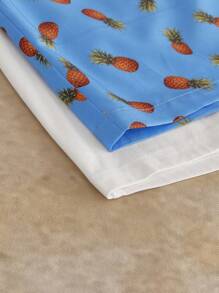 Manfinity NXTstreet 2 件套男士休闲菠萝印花宽松落肩 T 恤和短裤套装，适合日常穿着 - 彩色 - 查看 9