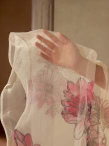 MOTF PREMIUM Blumenprint Kontrast Mesh Kleid