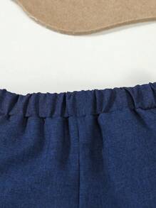 SHEIN Bộ đồ vest 3 món cho bé trai, áo vest hai hàng khuy + quần thường ngày + nơ đen, không bao gồm áo sơ mi, thời trang, thanh lịch, đẹp trai, vải thoải mái, phù hợp cho mùa xuân/thu, tốt nhất để mặc hàng ngày, tiệc tùng, đám cưới, lễ rửa tội, biểu diễn, sự kiện - Màu xanh hải quân - Xem 5