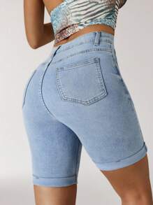 Jeanoix Women's Pocketed Skinny Casual Versatile Denim Shorts