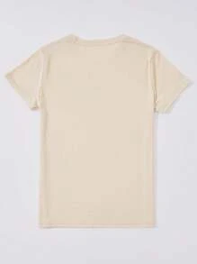 Spring And Summer Women's Plus Size T-Shirts/Petal Bunny Pattern/Easter Festival/Happy Easter/Women's Plus Size Casual T-Shirts/Loose Round Neck Tops - Apricot - View 2