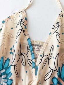 Flirla 波西米亚风印花沙滩吊带连衣裙 - 藍色 - 查看 3