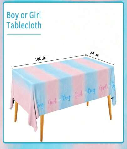 Gender Reveal Party Supplies Disposable Tablecloth Plastic Waterproof Table Cover For Gender Reveal Party Birthday Party Decorations