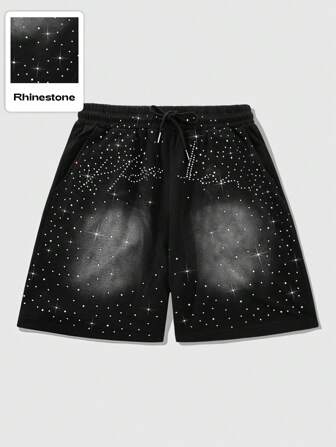 Street Life Herren neue Design Shorts mit Strass-Effekt Zebra-Muster, Sommer