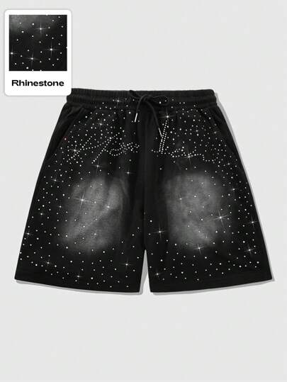 Grunge Punk Herren neue Design Shorts mit Strass-Effekt Zebra-Muster, Sommer