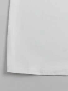 女士抹茶情人字母与饮料印花圆领短袖T恤 - 白色 - 查看 3