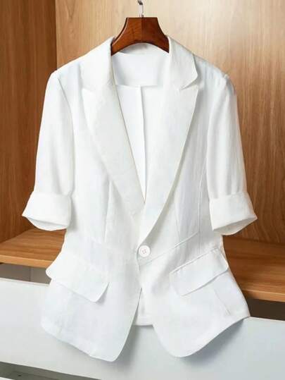 Franclia 女士夏季薄款休闲修身短袖西装外套