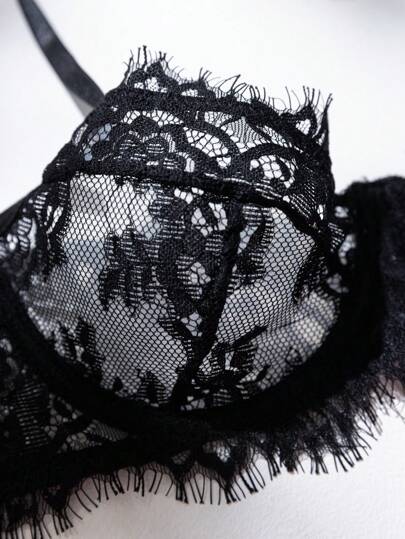 Doorschijnende Kanten Spaghetti Strap Verleidelijke Lingerie Set view 4