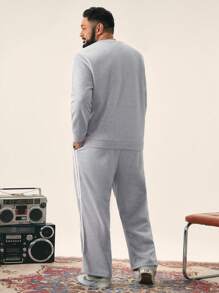 Manfinity NXTstreet 1set Men's Plus Size Hooded Sweatshirt And Sweatpants Sets