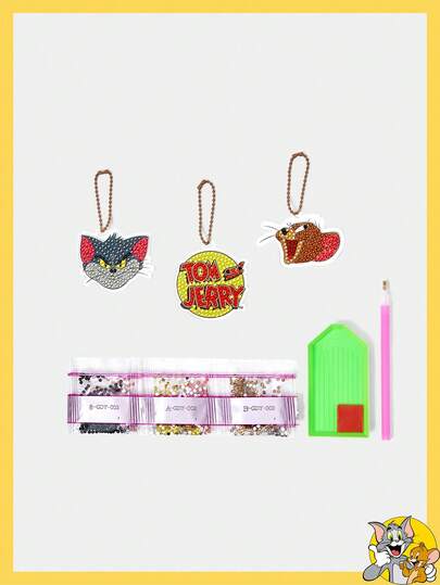 TOM & JERRY X SHEIN 3pcs Cartoon Pattern Diamond Painting Wall Hanging Decor