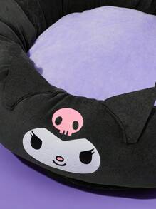 HELLO KITTY AND FRIENDS | SHEIN 1 chiếc giường cho thú cưng, thích hợp cho mèo và chó, ấm áp và thoải mái, thích hợp cho mọi mùa, hình tròn, mang lại cho thú cưng cảm giác an toàn, - màu đen - Xem 3