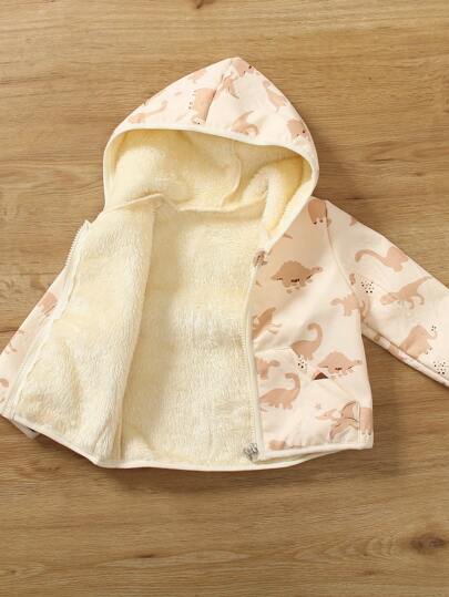 Little Boys & Baby Boys Teddy Lined Fuzzy Fleece Jacket Full-Zip Polar Winter Warm Coats With Pockets Hooded Outwear Hooded Baby Jacket Baby Coat Baby Hooded Jacket Baby Dinosaur Jacket Toddler Dinosaur Coat Fall