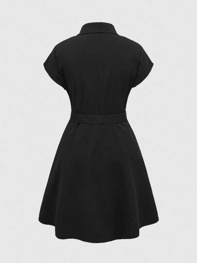 Goth Vestido corto de verano negro de manga corta con estampado de piel de serpiente y cinturón
