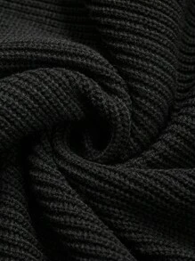 SHEIN VCAY Plus Lace Up Side Raglan Sleeve Sweater - Black - View 7