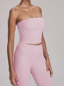 Easithlete Fashionable Vintage Mature Sexy Classic Exercise, Dance, Yoga Shapely Elastic Comfortable Body-Shaping, Lift Butt, Bust-Enhancing Slimming Full Length Leggings Set For Women Workout Women Sets - Pink - View 3