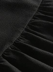 SHEIN BASICS Plus Size Solid Color Woven Sweetheart Collar Short Sleeve Casual Dress - Black - View 4