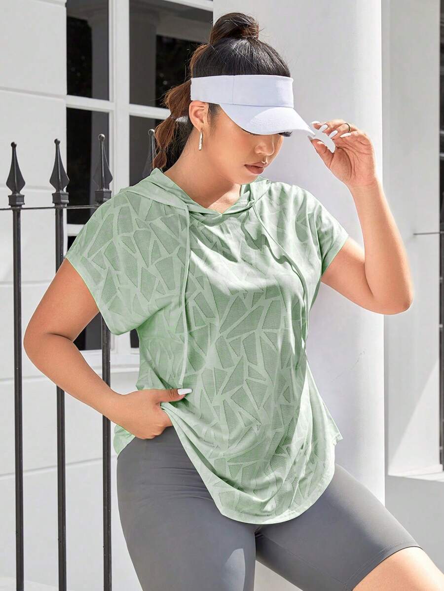 Easithlete Camiseta casual de manga corta con capucha y unicolor, talla grande, top de entrenamiento de verano para mujeres, top de entrenamiento holgado, camiseta de entrenamiento para mujeres, blusa de entrenamiento para mujeres, sudadera de entrenamiento para mujeres - Verde - Ver 1
