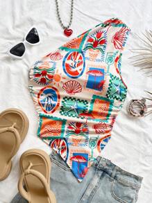 Soleia 女式不对称下摆不对称领口衬衫，夏季假日