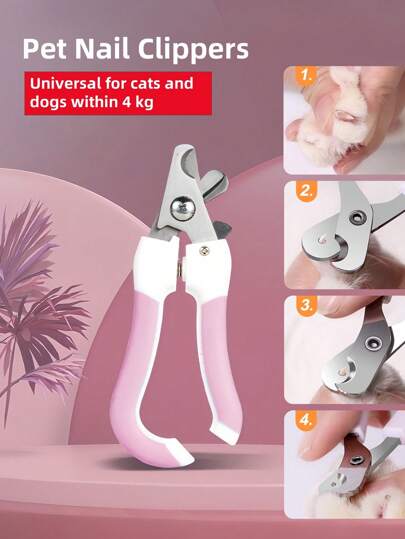 Kloklippare och trimmer i rostfritt stål för hundar och katter - Levereras med ett skydd för att undvika övertrimning av klor och en gratis nagelfil - Vassa blad - Robusta halkfria handtag - För professionell hemtrimning