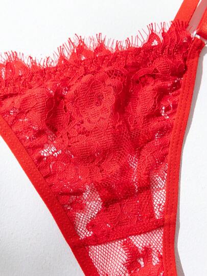 Doorschijnende Kanten Spaghetti Strap Verleidelijke Lingerie Set view 5