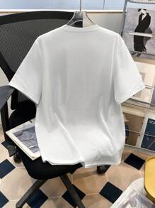 SHEIN Teen Boy Summer Letter Print Round Neck Short Sleeve Casual Versatile T-Shirt