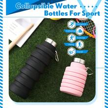 SHEIN Botella de agua plegable portátil - Botella de silicona ligera de 500ml, a prueba de fugas y plegable para el gimnasio, viajes, senderismo, camping y uso diario - Multicolor - Ver 5