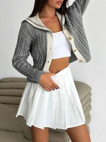 EURMUSE Women Cable Knit Pattern Front Button Chunky Cardigan,Long Cardigans Woman,Petite Cardigans,Cardigans - Grey - View 1