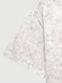 SHEIN Set 1 tricou cu mânecă scurtă și pantaloni lungi evazați pentru fete, vintage, casual, cu guler rotund, model cu litere, potrivit pentru joacă în aer liber și școală - Gri - Vizualizare 8