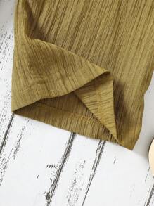 Girls' Casual All-Match Versatile Loose Comfortable Sand Color Textured Fabric Wide Leg Pants, New Spring/Summer Style, Matching Sister/Mother - Olive Green - View 4