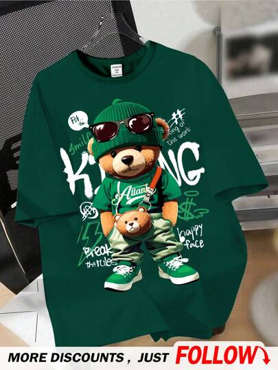 SHEIN 青少年男孩休闲简约圆领短袖 T 恤，适合夏季